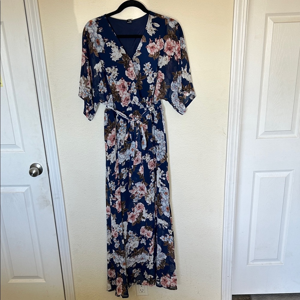 Anrabess Floral Maxi Dress in Navy
